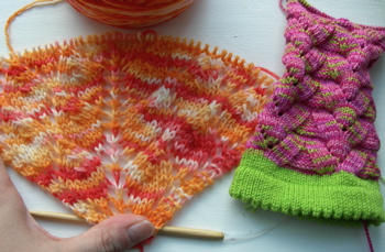 Forest canopy shawl and Panda Monkey socks.