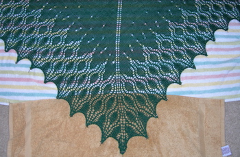 Seraphim shawl, blocking.