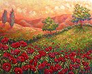 Poppies and Cypresses painting.